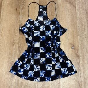 Tibi Black and Blue Checkered Tank Top